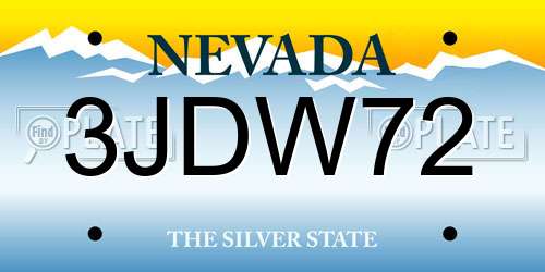 3JDW72 Nevada License Plate