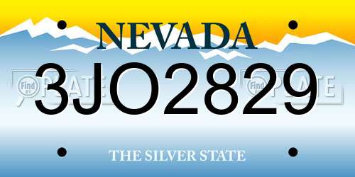 3JO2829 Nevada License Plate