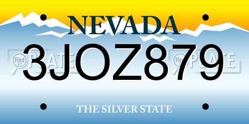3JOZ879 Nevada License Plate