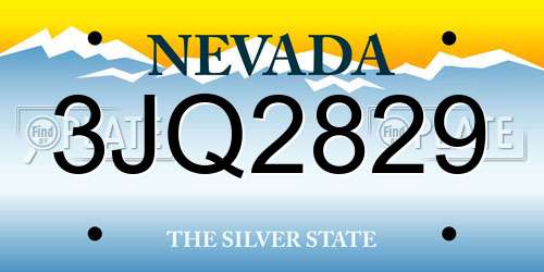 3JQ2829 Nevada License Plate