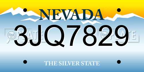3JQ7829 Nevada License Plate