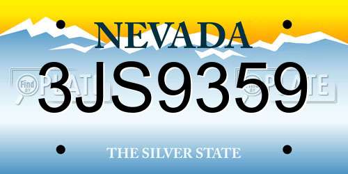 3JS9359 Nevada License Plate