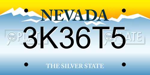 3K36T5 Nevada License Plate
