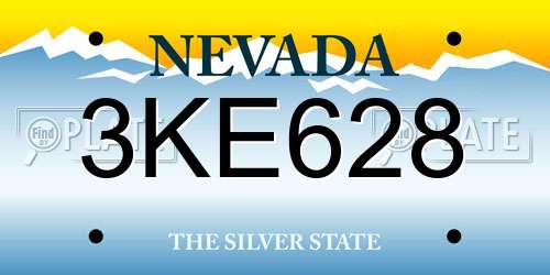 3KE628 Nevada License Plate