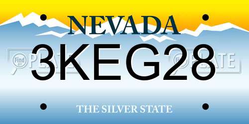 3KEG28 Nevada License Plate