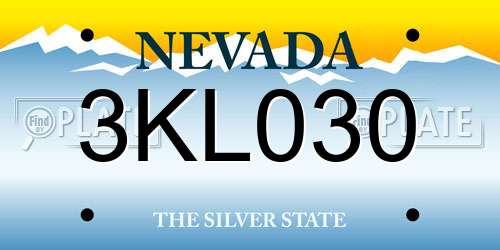 3KL030 Nevada License Plate