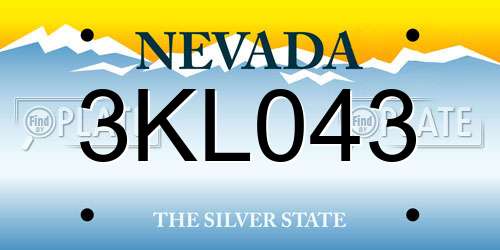3KL043 Nevada License Plate