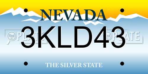 3KLD43 Nevada License Plate