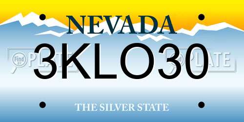 3KLO30 Nevada License Plate