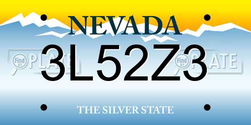3L52Z3 Nevada License Plate