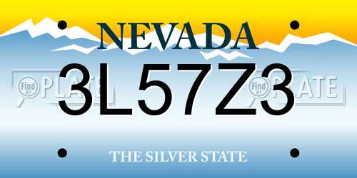 3L57Z3 Nevada License Plate