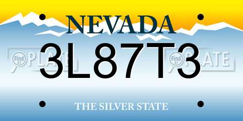 3L87T3 Nevada License Plate