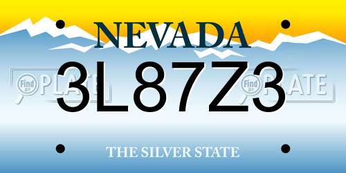 3L87Z3 Nevada License Plate