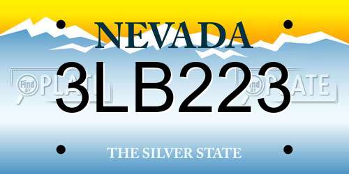 3LB223 Nevada License Plate