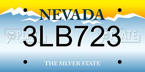 3LB723 Nevada License Plate