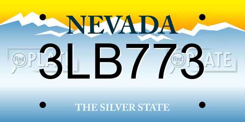 3LB773 Nevada License Plate