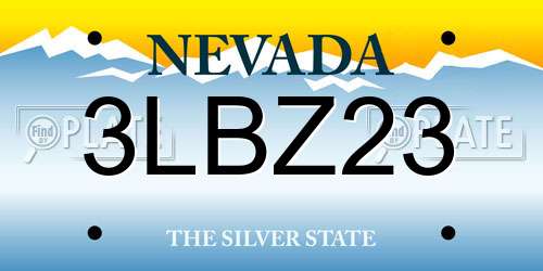 3LBZ23 Nevada License Plate