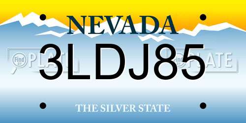 3LDJ85 Nevada License Plate