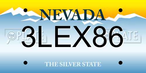 3LEX86 Nevada License Plate
