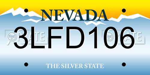 3LFD106 Nevada License Plate