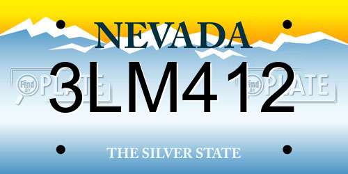 3LM412 Nevada License Plate