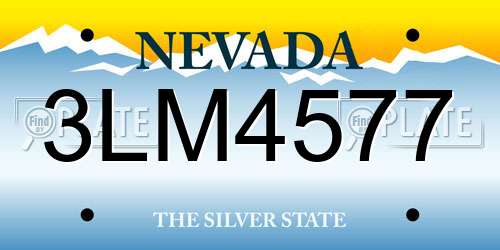 3LM4577 Nevada License Plate
