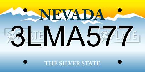 3LMA577 Nevada License Plate