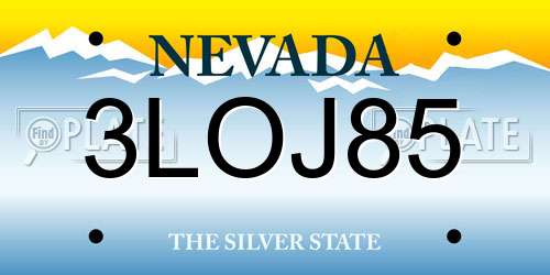 3LOJ85 Nevada License Plate