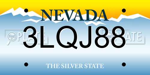 3LQJ88 Nevada License Plate