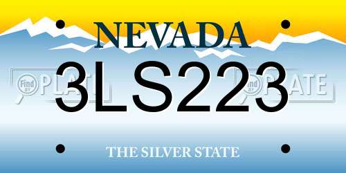 3LS223 Nevada License Plate