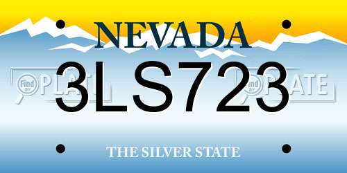 3LS723 Nevada License Plate