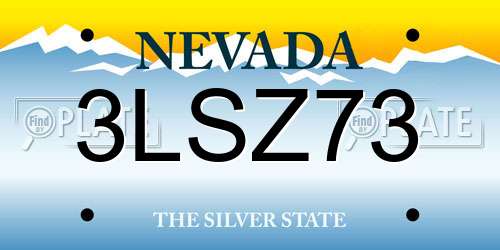 3LSZ73 Nevada License Plate