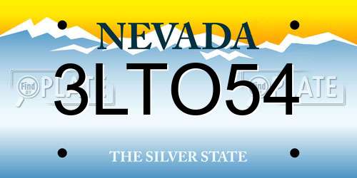 3LTO54 Nevada License Plate