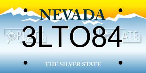 3LTO84 Nevada License Plate