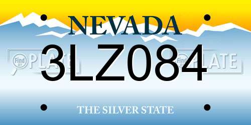 3LZ084 Nevada License Plate