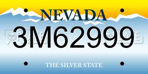 3M62999 Nevada License Plate