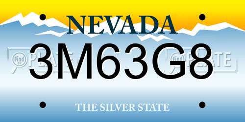 3M63G8 Nevada License Plate