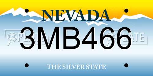 3MB466 Nevada License Plate
