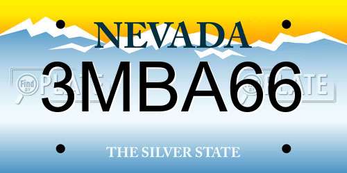 3MBA66 Nevada License Plate