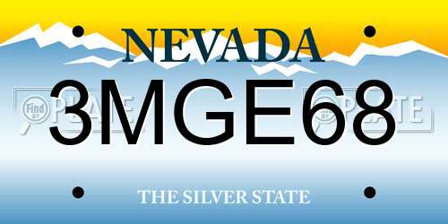 3MGE68 Nevada License Plate