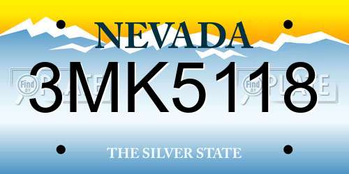 3MK5118 Nevada License Plate