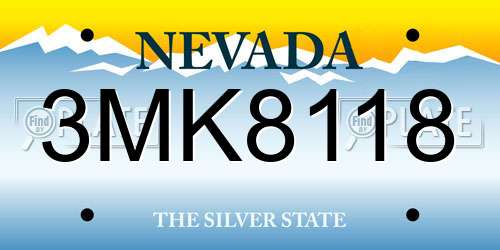 3MK8118 Nevada License Plate