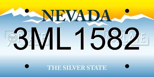 3ML1582 Nevada License Plate