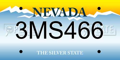 3MS466 Nevada License Plate