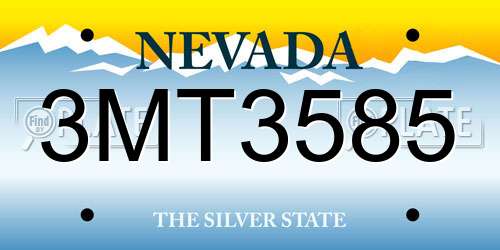 3MT3585 Nevada License Plate