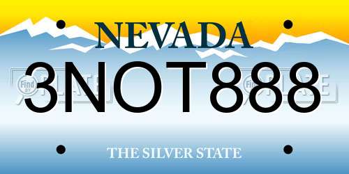 3NOT888 Nevada License Plate