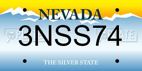 3NSS74 Nevada License Plate