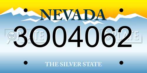 3O04062 Nevada License Plate