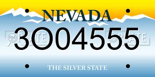 3O04555 Nevada License Plate