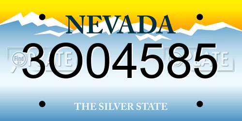 3O04585 Nevada License Plate